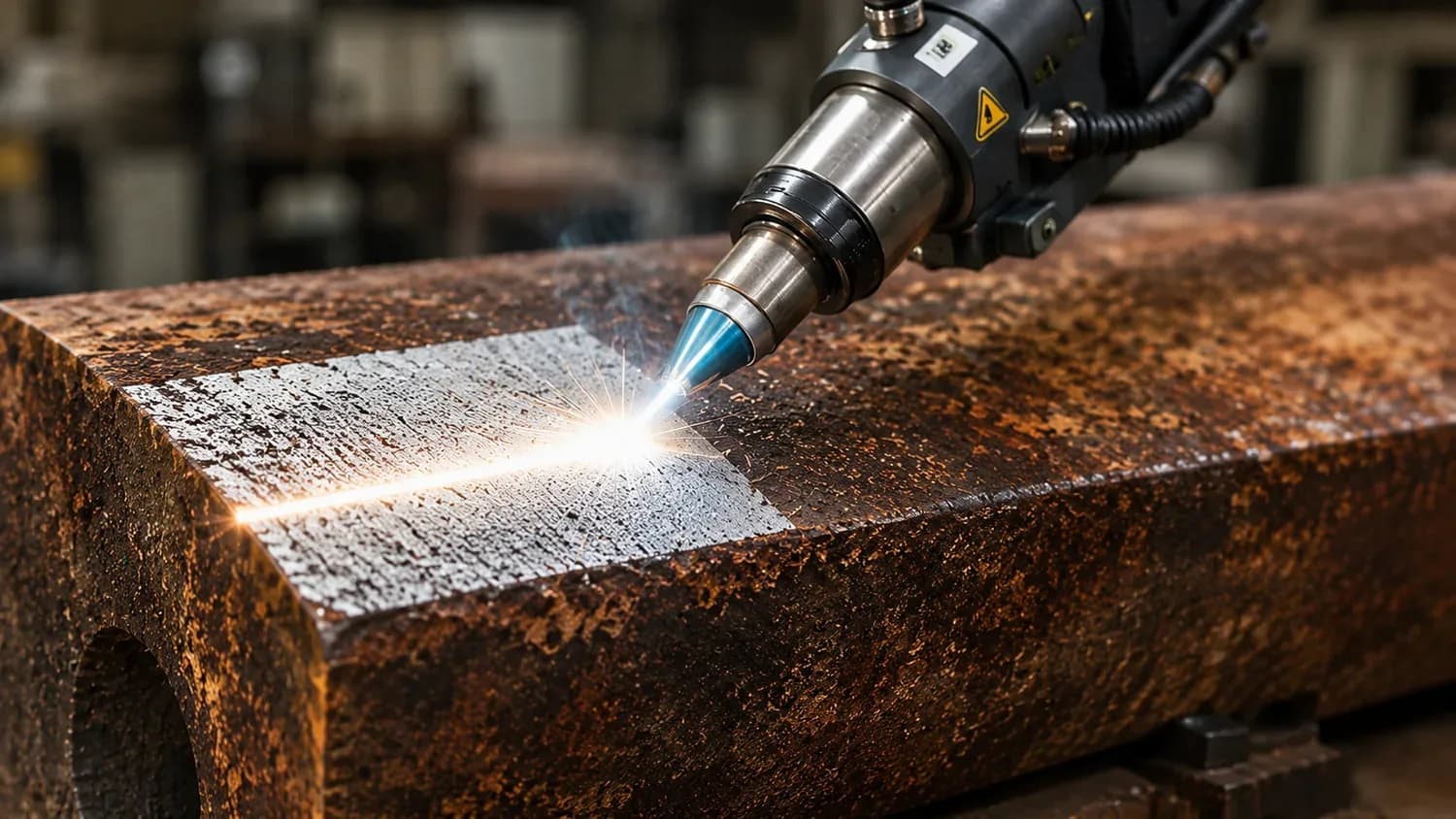 Laser surface cleaning in progress in Budapest